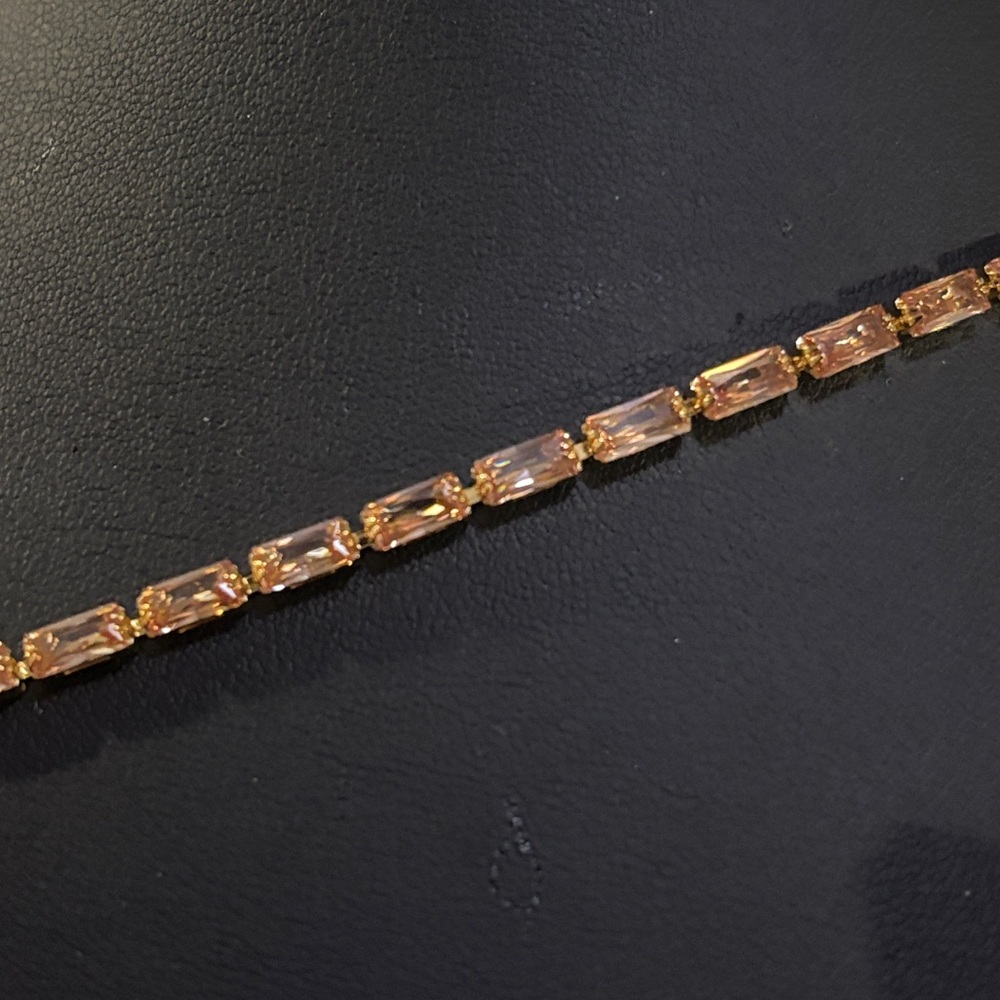 Oshena light Pink Crystal 18k gold plated Tennis Bracelet tarnish & water proof - Picture 4 of 7